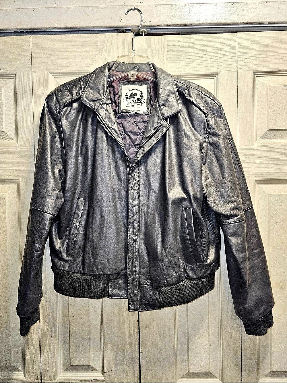Saddlery Cooper Collections Leather Bomber Jacket Size 40 Black